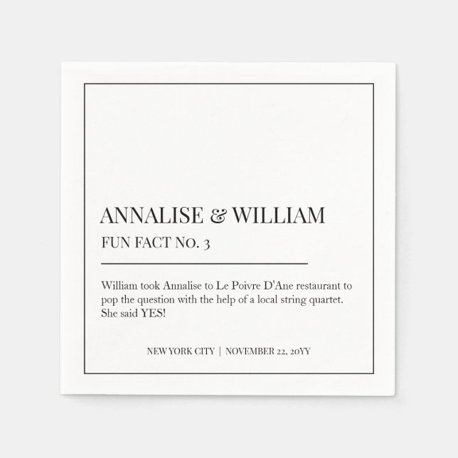 Guardanapo De Papel Annalise Simple Black White Fact 3 Casamento (Frente)