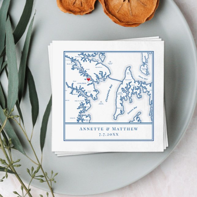 Guardanapo De Papel Annapolis Maryland Mapa Elegante Casamento (Criador carregado)