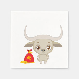 Guardanapo De Papel Ano de 2021 do Saco Vermelho de Desenho Animado do