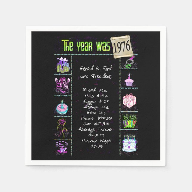 Guardanapo De Papel Ano de Nascimento 1976 (Frente)