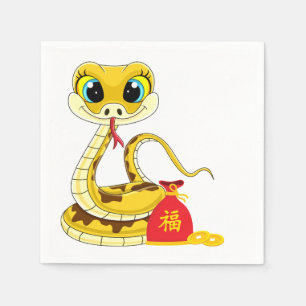 Guardanapo De Papel Ano do Cartoon Cobra Red Sack Napkins