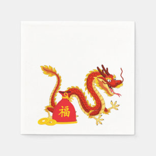 Guardanapo De Papel Ano do Dragão Cartoon Red Sack Napkins