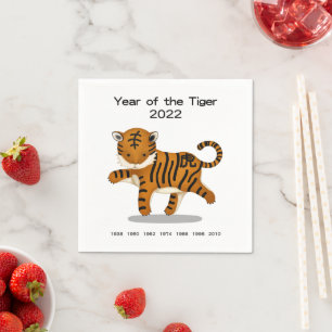 Guardanapo De Papel Ano do Tigre 2022 Zodíaco Chinês Cute