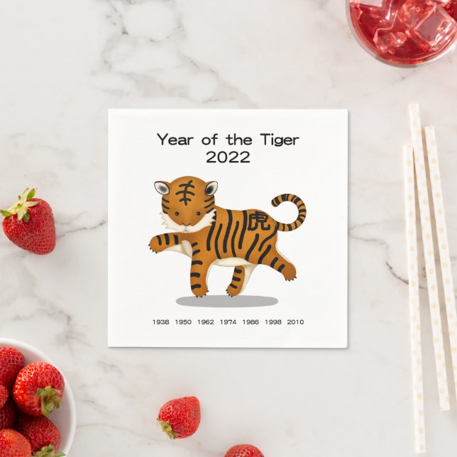 Guardanapo De Papel Ano do Tigre 2022 Zodíaco Chinês Cute (Insitu)
