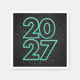 Guardanapo De Papel Ano Novo 2027 Neon em Tijolo