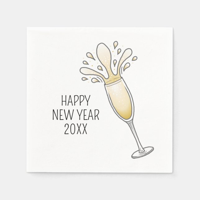 Guardanapo De Papel Anos novos Vidro de Champagne (Frente)