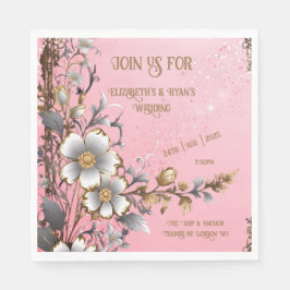 Guardanapo De Papel Antecedentes de Casamento de Sparkle Rosa Elegante