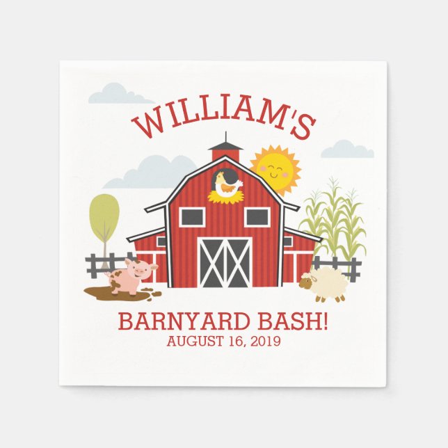 Guardanapo De Papel Antiga Festa de aniversário MacDonald Napkin (Frente)