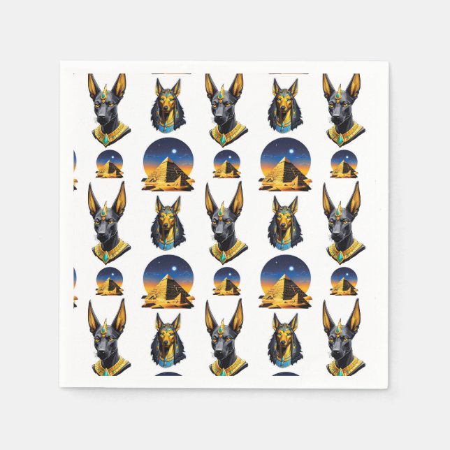 Guardanapo De Papel Antiga Pirâmide do Egito, Anubis - Design (Frente)