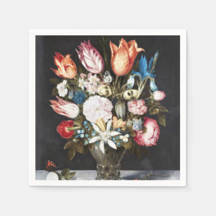 Guardanapo De Papel Antigo Bosschaert Tulipas e Rosas Holandeses Arte