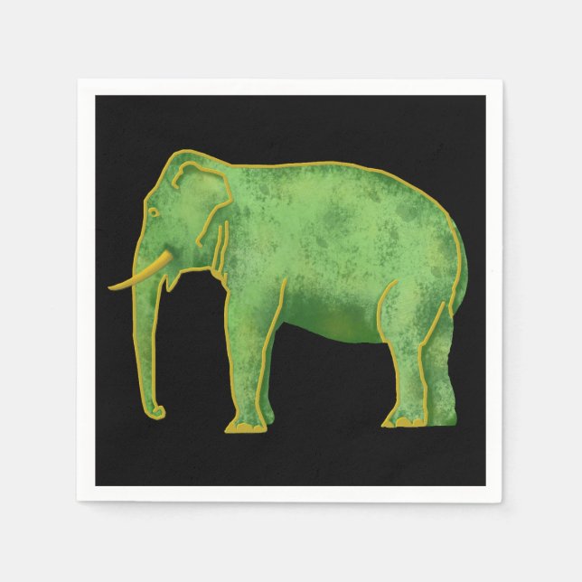 Guardanapo De Papel Antigo Dourado e Elefante de Jade (Frente)