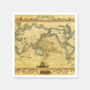 Guardanapo De Papel Antigo Mapa Mundial Antiquado