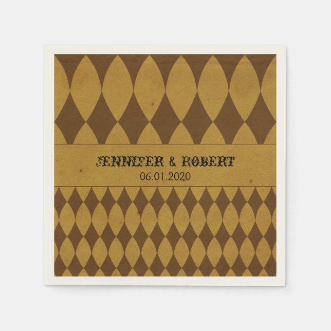 Guardanapo De Papel Antiguamente Dourado Casamento de Diamond Harlequi (Frente)