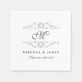 Guardanapo De Papel Antiguamente Silver Flourish Monogramas Napkin