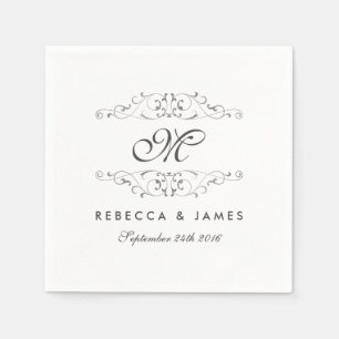 Guardanapo De Papel Antiguamente Silver Flourish Monogramas Napkin