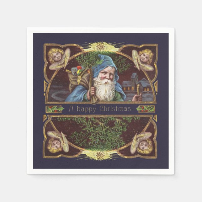 Guardanapo De Papel Antiguidade de Natal dos Papais noeis Vitorianos A (Frente)