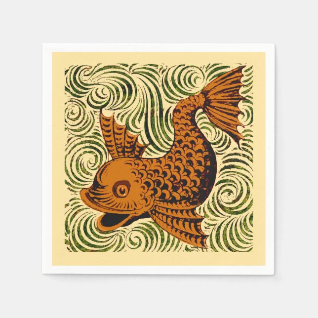 Guardanapo De Papel Antiguidade de Peixe Azulejo Antigo (Frente)