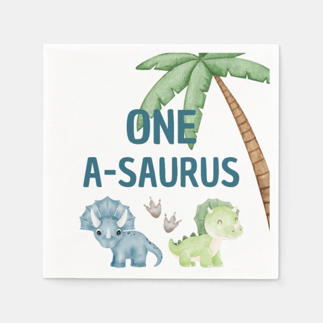 Guardanapo De Papel Antilhas de primeiro aniversario One-A-Saurus (Frente)
