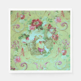 Guardanapo De Papel Antiquado estilo Toile Rococo Vitoriano Verde