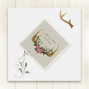 Guardanapo De Papel Antlers e Rosas Casamento Rosa Napkins