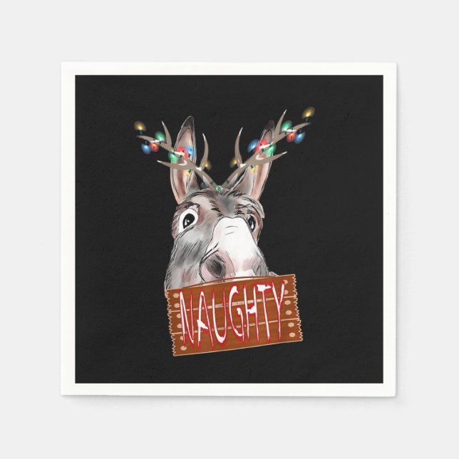 Guardanapo De Papel Antlers Lights Naughn Sinal Engraçado Donkey Natal (Frente)