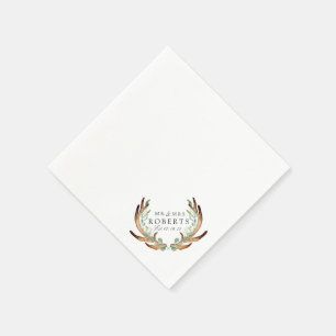 Guardanapo De Papel Antlers rústicos & casamento conhecido feito sob