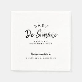Guardanapo De Papel Anúncio de Gravidez Branca Moderna