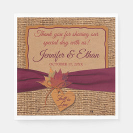 Guardanapo De Papel Apaixonado, Autumn Leaves, Casamento Burlap