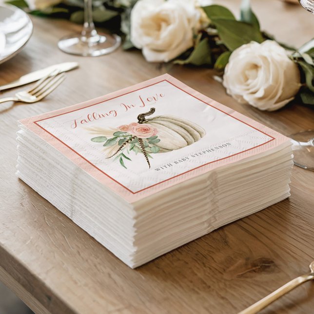 Guardanapo De Papel Apaixonando Chá de fraldas Pumpkin Rosa Floral (Criador carregado)