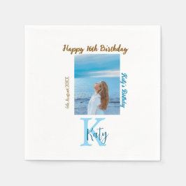 Guardanapo De Papel Apelido de 16 anos, feliz, castanho-aqua