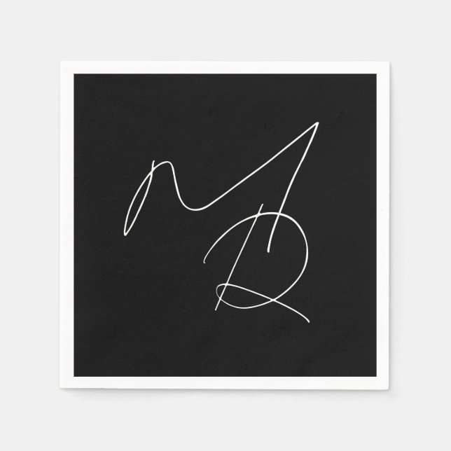 Guardanapo De Papel Apenas Iniciais... Monograma Simples de Script Fin (Frente)