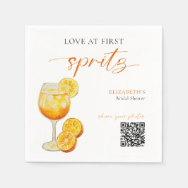 Guardanapo De Papel Aperol Amor à Primeira Spritz QR Foto Chá de Noiva