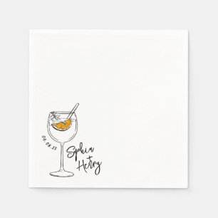 Guardanapo De Papel Aperol Spritz Cocktail De Mão Desenhada