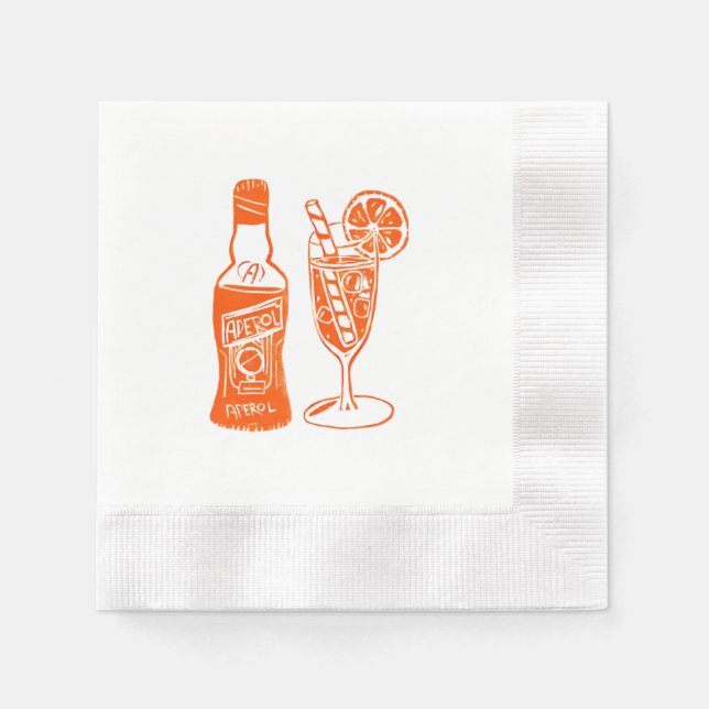 Guardanapo De Papel Aperol Spritz Lino Design Cocktail Party Napkin (Frente)