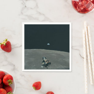 Guardanapo De Papel Apollo Lunar Lander e Earthrise sobre Lua