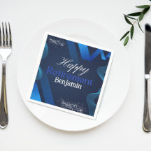 Aposentação Feliz, Azul e Branco Modernos Elegante