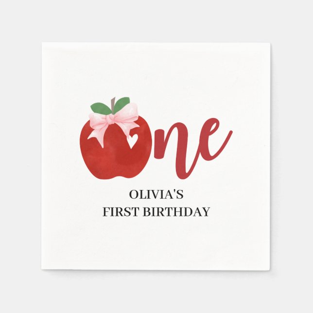 Guardanapo De Papel Apple do nosso aniversário de arco rosa (Frente)