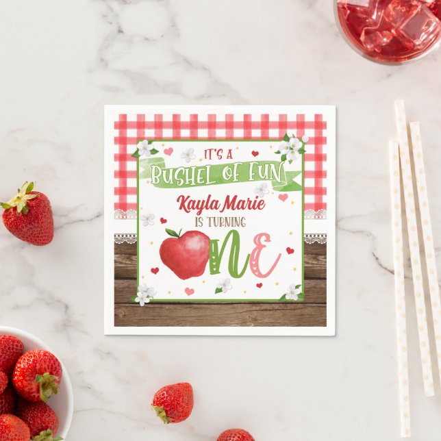 Guardanapo De Papel Apple First Birthday Napkin - Bushel da Diversão (Insitu)