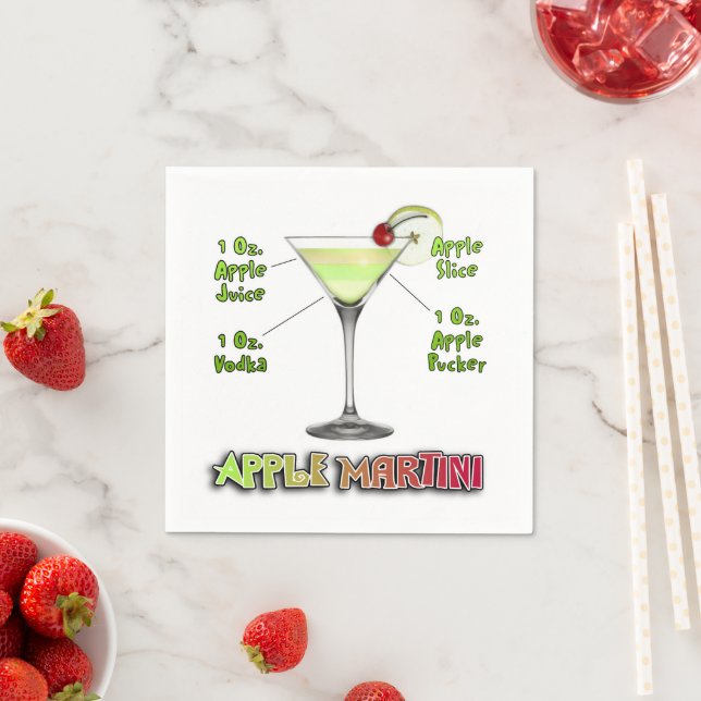 Guardanapo De Papel Apple Martini Cocktail recebe arte (Insitu)
