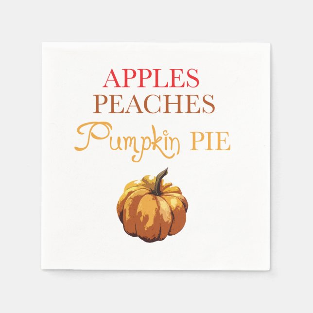 Guardanapo De Papel Apple Peaches Pumpkin Pie Autumn Napkin (Frente)