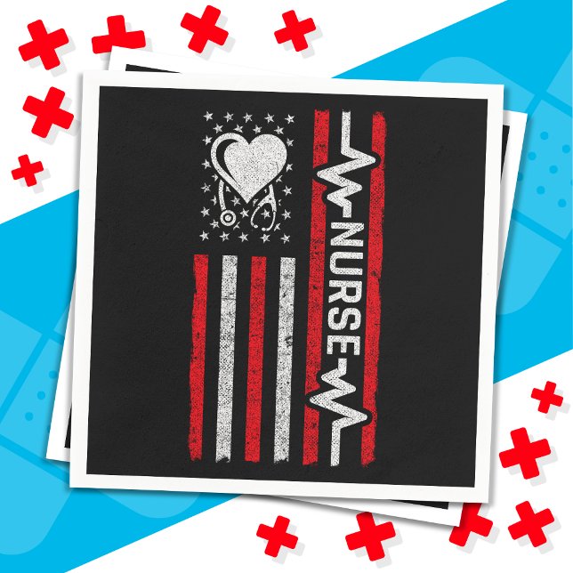 Guardanapo De Papel Apreciação da Enfermeira Hero Heart da bandeira am (Criador carregado)