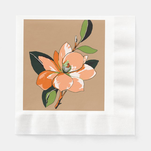 Guardanapo De Papel Apricot Azalea em Tan (Frente)