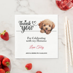 Guardanapo De Papel Apricot Poodle Casamento Obrigado