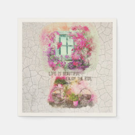 Guardanapo De Papel Aproveite o passeio | Bicicleta De Aquarela Com Fl