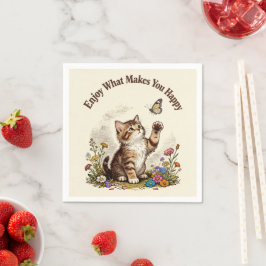 Guardanapo De Papel Aproveite O Que Te Faz Feliz Festa de Gatinho Fofo