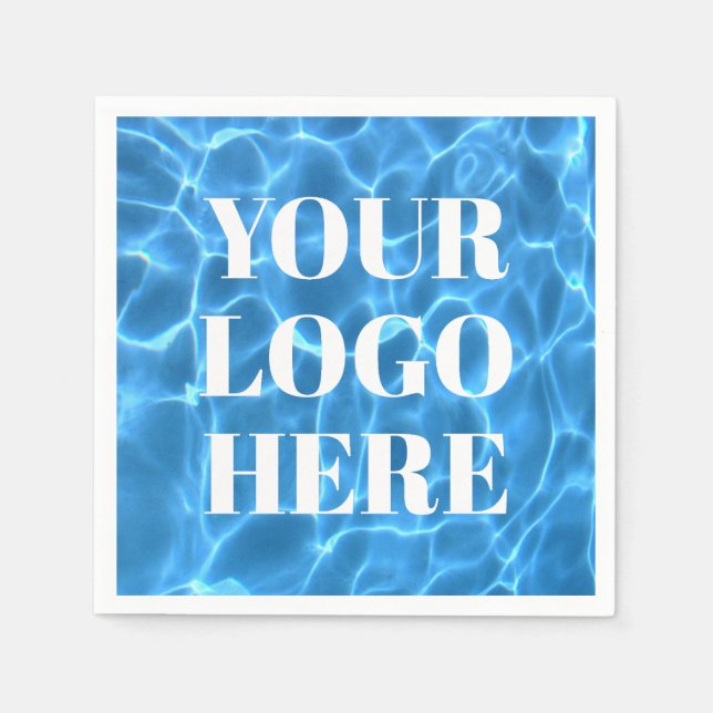 Guardanapo De Papel Aqua Blue Swimming Pool Photo for Your Logo (Frente)
