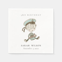 Guardanapo De Papel Aqua Boys Pequeno Marinheiro Náutico Qualquer Idad