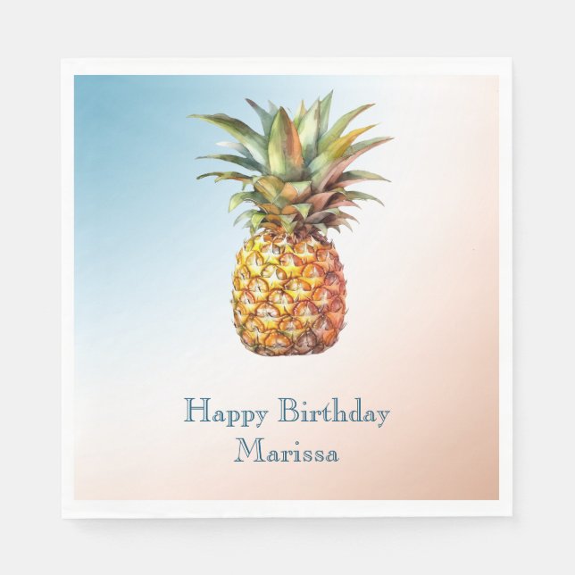 Guardanapo De Papel Aqua Cream Feliz Abacaxi Tropical (Frente)