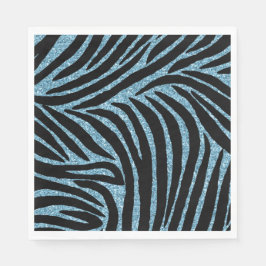 Guardanapo De Papel Aqua Faux Glitter Zebra Print