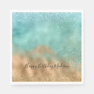 Guardanapo De Papel Aqua Glitz Dourada Glitter